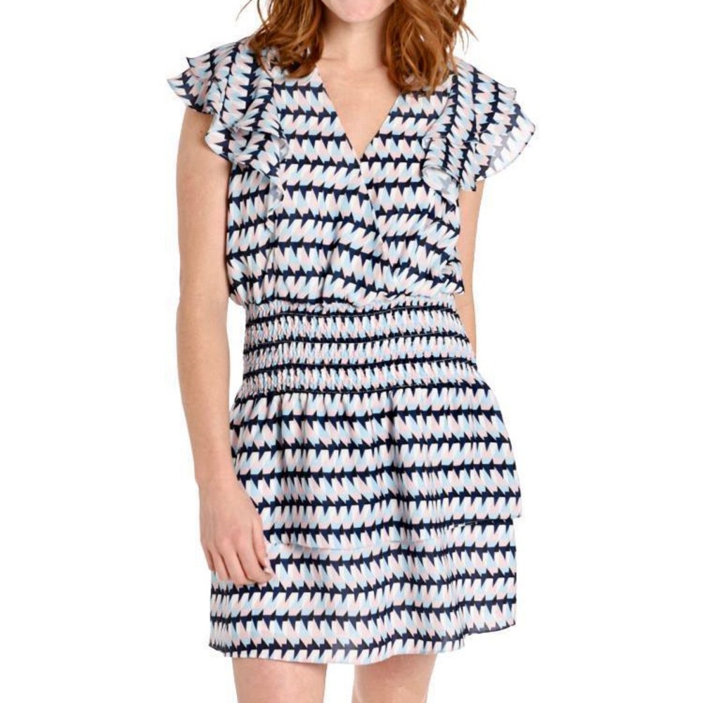 Parker Talbot Flutter Sleeve Dress Women’s Size S Smocked Waist Surplice Wrap